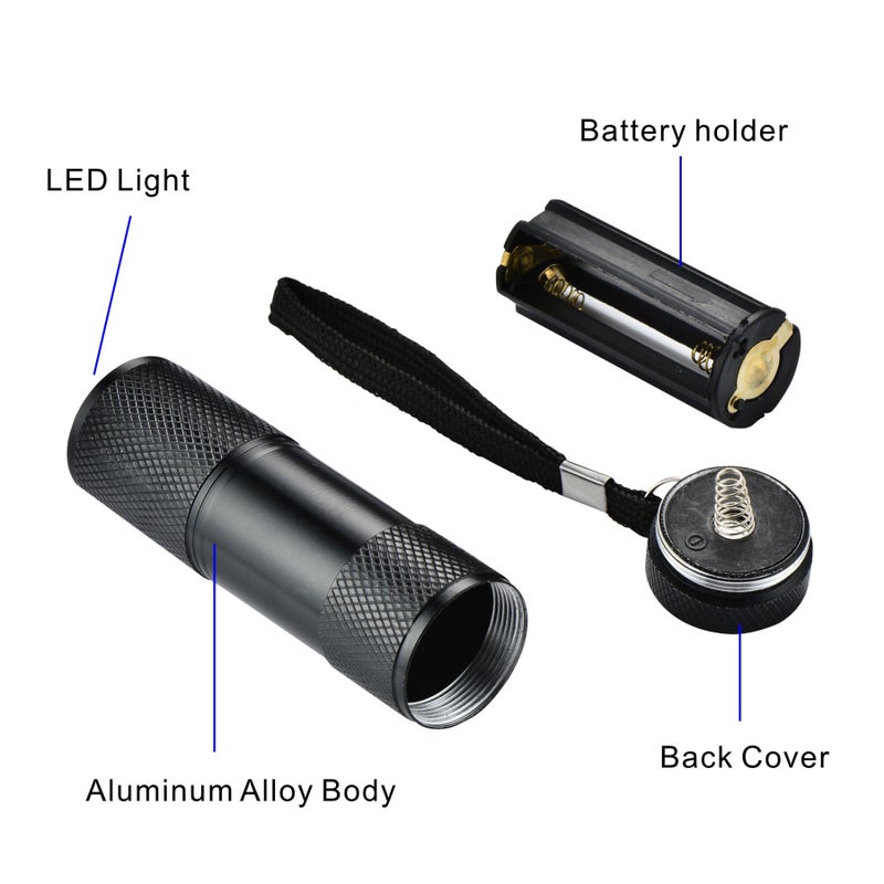 Optimal Shop 6 Pack UV Blacklight 9 LED Flashlight Torch Light Outdoors Etc (6 Pack) - Image 3